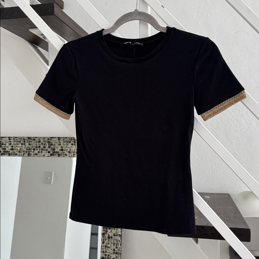 Zara Black Top with Gold Trim